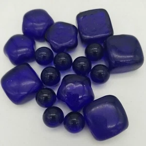 17 Vintage Art Glass Pieces Star, Ball, Rectangular Shaped Indigo Blue - Picture 1 of 10