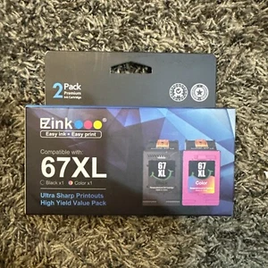 E-Z Ink 67XL 67 Ink Replacement for HP Cartridges Black Color Combo 2 Pack - Picture 1 of 3