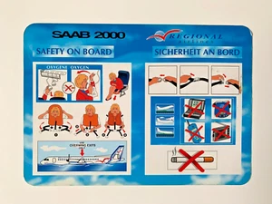 REGIONAL AIRLINES SAAB 2000 Safety Card Carte de Sécurité - Bild 1 von 2