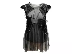 Black & Grey Valentino T-Shirt Couture Tulle & Sequin-Embellished Shirt Size US - Picture 1 of 6