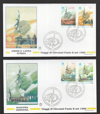Vatican City Sc# 1089-94 of 3 beautiful FDC 1997 - Journeys of John Paul II - Image 1 of 2