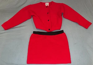 Girls Youth VTG Red Top and Skirt Set Size 6x Made in USA 100% Acrylic - Picture 1 of 4