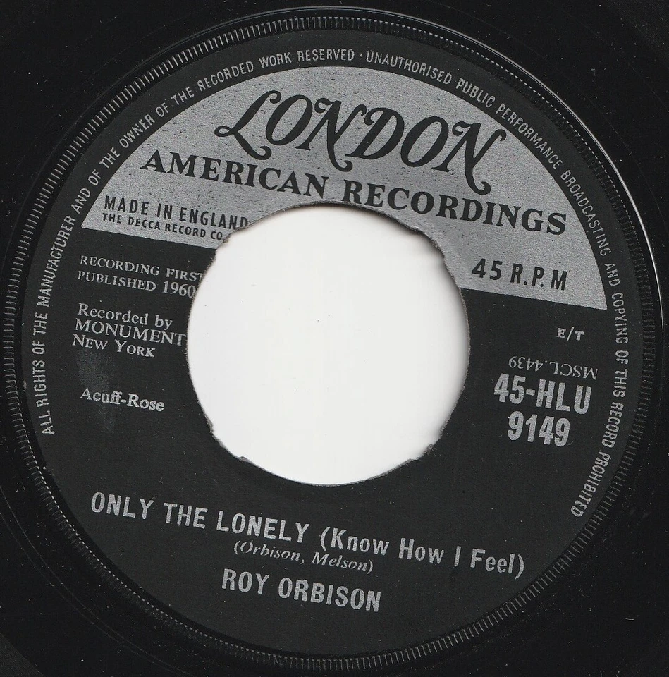 ROY ORBISON - ONLY THE LONELY / HERE COMES THAT SONG - 1960 UK 45 - ORIGINAL! - Image 1 of 2