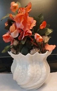 Vintage BELLEEK 4" VASE/POT with Artificial Flowers #0857 - Picture 1 of 6
