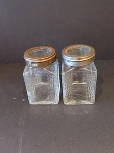2 X VINTAGE PONCET CLEAR GLASS JARS WITH CHROME & BRASS LIDS MADE IN FRANCE - Picture 1 of 5