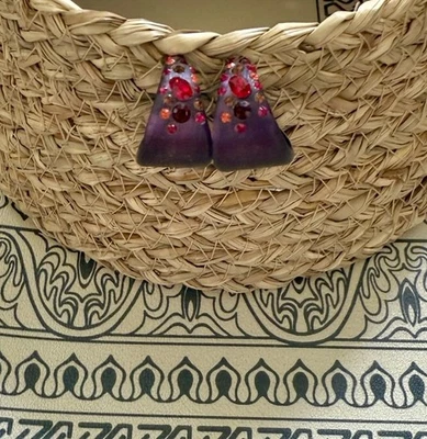 Pendientes de aro de cristal de lucita púrpura Alexis Bittar 100 % auténticos Foto 1 de 4