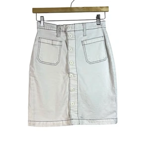J. Crew Women’s Denim Button-Front Skirt in White Wash Size 26 Preppy AO469 - Picture 1 of 11