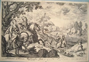 Hasenjagd Herrschaftliche Jagd Kupferstich Merian Jugendwerk 1616/17 W. 234 - Bild 1 von 3