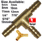 BRASS T JOINER Piece 3 WAY Fuel Hose Joiner TEE CONNECTOR (VARIOUS SIZE)