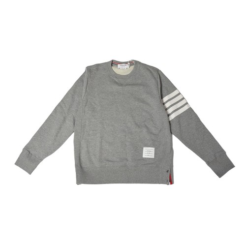 Thom Browne Felpa Girocollo 4 Bar Grigio Bianco