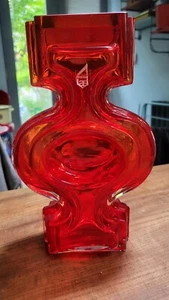 Finland Art Glass 1970's Helena Tynell: 'Emma' red vase Riihimäen - Picture 1 of 9