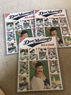 1989 NABISCO DON MATTINGLY UNCUT SHEET YANKEES LOT 3 SLEEVED NM - Image 1 of 3