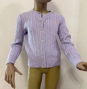 RALPH LAUREN Girls Lilac Braided Cardigan Sweater Size 6 Years Cotton - Picture 1 of 11