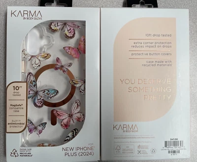 Luva Karma by Body borboletas rosa com capa MagSafe - iPhone 16 Plus - Imagem 1 de 3