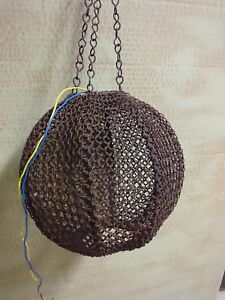 Vintage Hanging Morrocan Pendant Light Sphere Lighting Metal Mesh Round