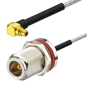 MMCX Stecker rechter Winkel auf N Typ Buchse 0,086" RG405 halbstarres Kabel 20 cm - Bild 1 von 3