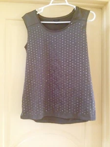 Ann Taylor taupefarbenes seidiges Tanktop mit Nieten, Größe Small - Bild 1 von 6