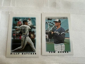 (2) 1988 TOPPS MINI MAJOR LEAGUE LEADERS-BILLY HATCHER #49-TOM HENKE # 38 - Imagen 1 de 2
