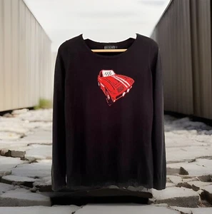 Vintage 80s/90s FORENZA Wool Blend Sweater Women’s Sz S Black w/Red Sports Car - Picture 1 of 10