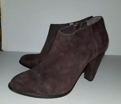 Botas Elizabeth and James marrom camurça salto robusto com zíper. 9,5 - Imagem 1 de 4