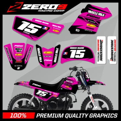 ZERONINE MX YAMAHA PW 50 KIT GRAFICO PEEWEE GRAFICA MINI BICI GRAFICA M/MILK BLK/ROSA