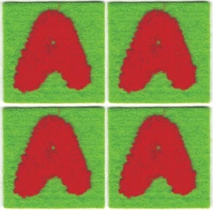 Chenille Letter A Patch Red on Green Iron On Varsity Style Set of 4 - Picture 1 of 2