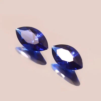 Par de piedras preciosas marquesa sueltas espinela azul aciano natural de Ceilán 10x5 mm Foto 1 de 4
