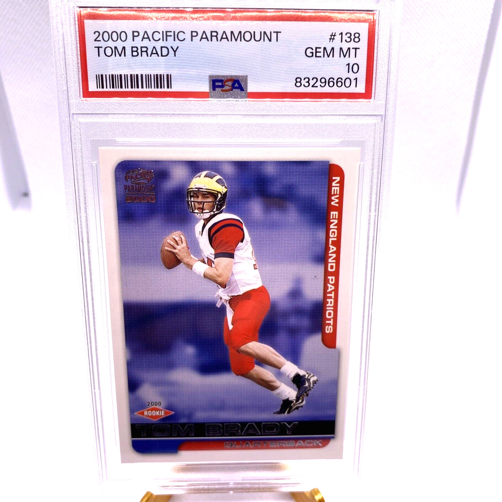 TOM BRADY 2000 Pacific PARAMOUNT #138 New England Patriots SP Rookie Gem PSA 10