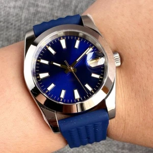 20ATM Diving 36MM Japan NH35A Sunburst Blue Dial Automatic Men Watch Rubber Band - Picture 1 of 8
