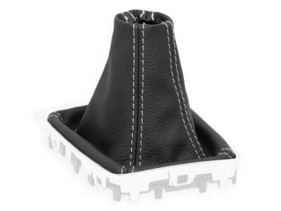 POUR CITROEN DS5 2011-2018 SOUFFLET LEVIER DE VITESSE CUIR NOIR COUTURES BLANC - Photo 1/4