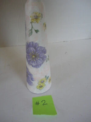 Botellas de vidrio cónicas decoupage con tapa de corcho día de la madre regalo (hechas a mano) Foto 1 de 4