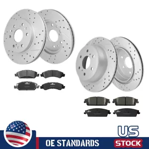 Front & Rear Drilled Rotors Brake Pads for Chevrolet GMC Silverado Sierra 1500 - Picture 1 of 5