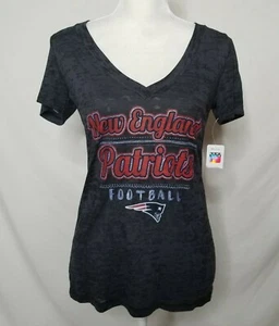 New England Patriots Womens Juniors M 7/9 NFL Tee T-Shirt V-Neck Pats - Picture 1 of 7