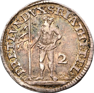 1745 German State Brunswick Luneburg Calenberg Wildman 2 Mariengroschen NGC XF45 - Image 1 of 3