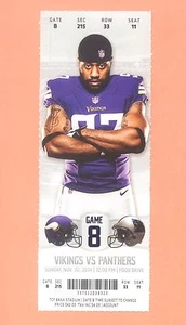 Adam Thielen 1st NFL TD 11-30-2014 ticket Minnesota Vikings vs Carolina Panthers - Picture 1 of 1