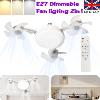Silent Ceiling Drone Fan with LED Light Remote Control 3 Gears for Home Outdoor - Image 1 of 4