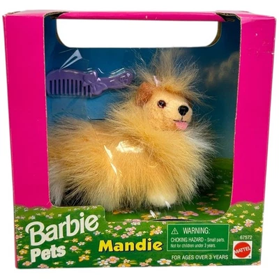 Barbie Mascotas Perro Mandie 67572 De Colección Bronceado y Blanco con Cepillo Mattel 1996 Nuevo Sellado Foto 1 de 4