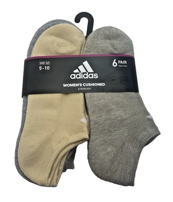 ADIDAS Shoe Size 5-10 Women's Cushioned No show Sock 6-Pair Multicolor w/Logo - Image 1 of 4