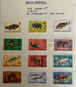 QEII HONDURAS BRITÁNICAS, 1968 Wildlife Set de 12, LMM - Imagen 1 de 1