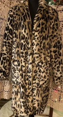 Impresionante abrigo de piel sintética con estampado de leopardo Michael Kors talla 12 marrón negro tostado Foto 1 de 4