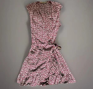 ALLSAINTS Dress Womens Medium Red White Ditzy Floral Krystal Scatter Wrap Mini - Picture 1 of 11