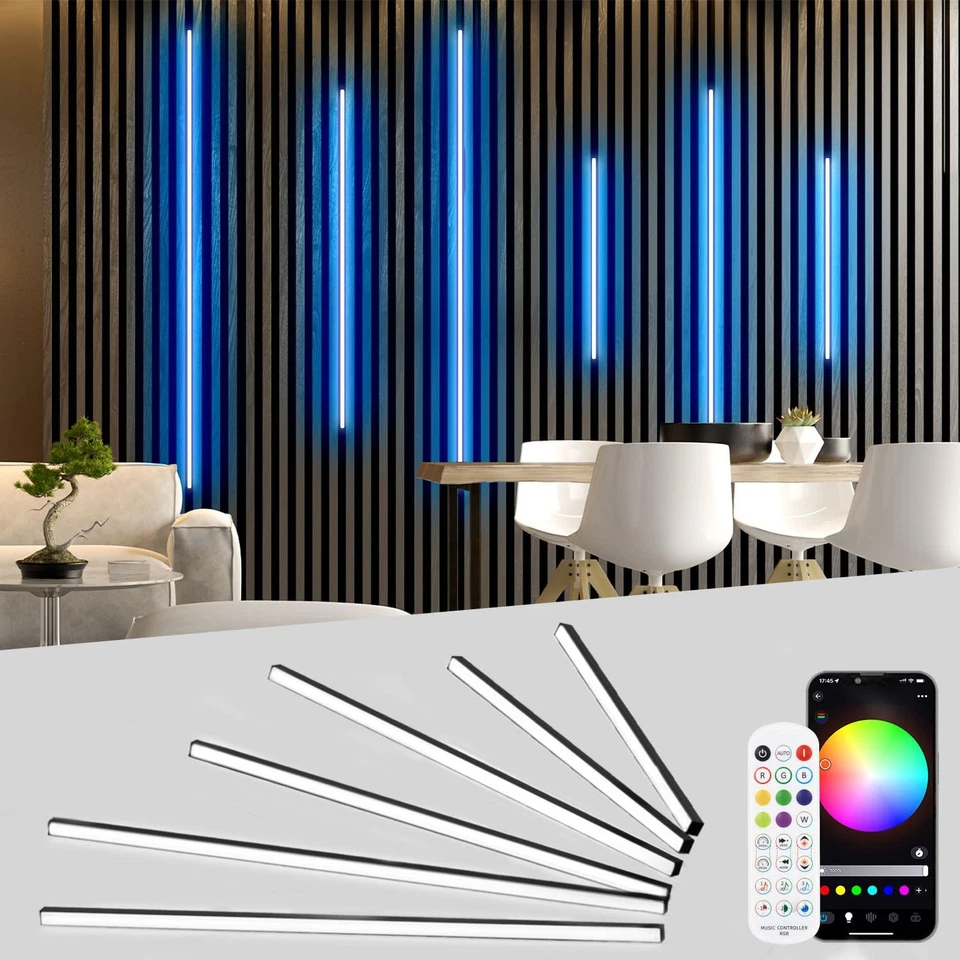 RGB Black Smart Recessed Lighting for Acoustic Panel, 6 Pcs WiFi LED Strip Li... - Image 1 of 4