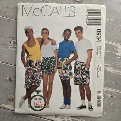 McCall's 8934 Unisex Boxer Shorts Pattern Sz 46 48 XL Uncut - Image 1 of 3