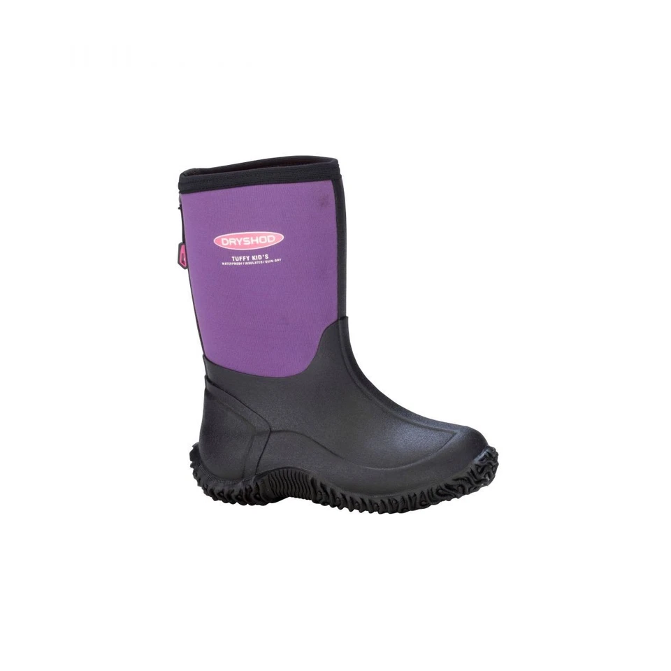 Size 10 Kid's Dryshod Tuffy All-Conditions Calf-Hi Purple/Black Pull On Boots