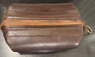 Vintage Bosca Men's Old Leather Toiletry Bag Travel Case Utilikit Cognac Brown - Image 1 of 4