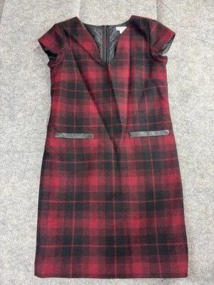 Vestido vaina LL Bean Signature rojo negro tartán búfalo a cuadros lana para mujer talla 4 Foto 1 de 4