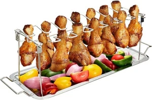 G.a HOMEFAVOR 14-Slot Chicken Leg Rack for Grill & Wings - Premium Stainless... - Picture 1 of 7