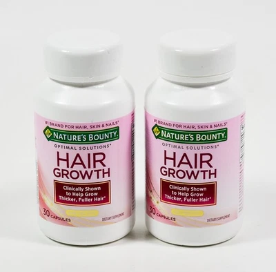 2 Natures Bounty Optimal Solutions CRESCIMENTO CAPILAR Biotina 30 cápsulas 12/2026 - Imagem 1 de 3