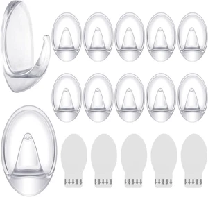 ✨12 Pieces Clear Adhesive Hooks for Hanging Medium Damage Free Indoor Strips Uti - Picture 1 of 7