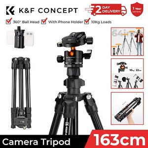 K&F Concept 64" Aluminum Travel Camera Tripod w/ Phone Holder Ball Head for DSLR - Picture 1 of 11